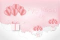Paper art , cut and craft style of elements in shape and heart flying on pink background as Love, Happy Mother`s, Valentine`s Da Royalty Free Stock Photo