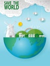 Paper art of Earth Day, save the world, save planet, recycling, Eco friendly, ecology concept, paper cut style vector Royalty Free Stock Photo
