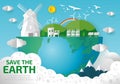 Paper art of Earth Day, save the world, save planet, recycling, Eco friendly, ecology concept, paper cut style vector Royalty Free Stock Photo