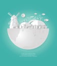 Paper art of Earth Day, save the world, save planet, recycling, Eco friendly, ecology concept, paper cut style vector Royalty Free Stock Photo