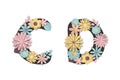 Paper art flower alphabet. Beautiful romantic gentle letters in pastel colors. Royalty Free Stock Photo