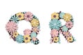 Paper art flower alphabet. Beautiful romantic gentle letters in pastel colors. Royalty Free Stock Photo