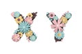 Paper art flower alphabet. Beautiful romantic gentle letters in pastel colors. Royalty Free Stock Photo