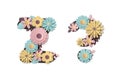 Paper art flower alphabet. Beautiful romantic gentle letters in pastel colors. Royalty Free Stock Photo