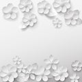 Paper art flowers background, bouquet, 3d rendering.