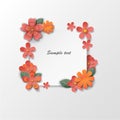 Paper art flowers background for cards. Vector illustration. EPS 10.