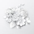 Paper art flowers background. Vector stock.