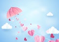 Paper art fly umbrella hanging string with hearts mobile