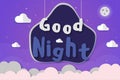 Paper art of Goodnight and sweet dream, night paper cloud and moon with stars style, flat design, vector art and illustration