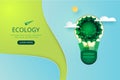 Paper art of green eco city.Ecology and save energy for environment conservation concept landing page website template background Royalty Free Stock Photo