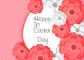 Paper Art with Happy Easter`s Day Festival, Spring Flower Background Vector