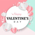 Paper Art of Happy Valentine`s Day Background Vector