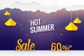 Paper art hot summer sale vector template design Royalty Free Stock Photo