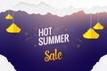 Paper art hot summer sale vector template design Royalty Free Stock Photo