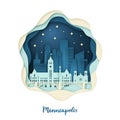 Paper art illustration of Minneapolis.