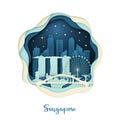 Paper art illustration of Singapore. Royalty Free Stock Photo