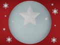 Paper Art illustration of a star with snowflakes in a winter red and blue background Royalty Free Stock Photo