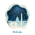 Paper art illustration of Washington. Origami concept.