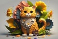 cat animal paper art illustration, created by generative Ai technology Royalty Free Stock Photo