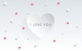 Paper art of love on gray background with heart ,Valentines day concept, vector illustration. EPS 10 Royalty Free Stock Photo