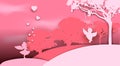 Romantic vector illustration in the style of a paper collage Royalty Free Stock Photo