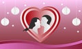 Paper art of love and valentine`s day in pink design concept illustration Royalty Free Stock Photo