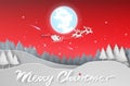 Paper art of Merry Christmas day background,mountian,vector,illu