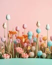 Paper art and modeling clay decorative tulips and field flowers