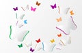 Paper art origami in colorful group circle of butterfly design vector illustration