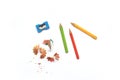 Paper art pencils and sharpener. Royalty Free Stock Photo