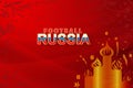 Paper art of world Russian red Soccer 2018 with modern and traditional elements, Vector Design for background,greeting cards, fly