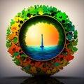 Paper art , Saving water and world Environment day , Ecology and world water day , environmental protection and save ear Royalty Free Stock Photo