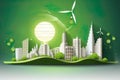 Paper art style , Paper cut of eco city design Green energy concept and environment conservation , save the planet Royalty Free Stock Photo