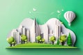 Paper art style , Paper cut of eco city design Green energy concept and environment conservation , save the planet. Royalty Free Stock Photo