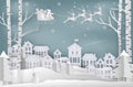 Paper art style of Merry christmas and New Year. Illustration of Royalty Free Stock Photo