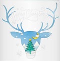Paper art style of Merry christmas and New Year. Illustration of Royalty Free Stock Photo