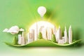 Paper art style , Paper cut of eco city design Green energy concept and environment conservation , save the planet. Royalty Free Stock Photo