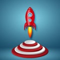 Paper art style Rocket launch on darts board as business Startup project concept. flat design vector illustration Royalty Free Stock Photo