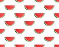 Paper art style seamless pattern with watermelon illustration.