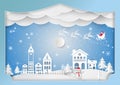 Paper art style, Winter holiday for Christmas season, Vector illustration Royalty Free Stock Photo