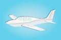 Paper airplane isolated on blue background. Paper cut small aircraft icon. Royalty Free Stock Photo