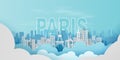 Paper art of Traveling holiday Eiffel tower Paris city France,Website Travel landmarks city pastel color landscape concept your