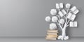 Paper art tree growing books and knowledge concept Royalty Free Stock Photo