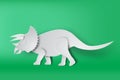 Paper art of Triceratops dinosour on green background vector Royalty Free Stock Photo