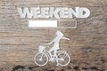 Paper art of WEEKEND loading text on wooden table Royalty Free Stock Photo