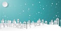 Paper art Winter Snow Urban Countryside Landscape City Village Royalty Free Stock Photo