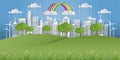 Paper art of world environment day concept with  skyscraper Royalty Free Stock Photo