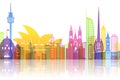 Paper cut of australia landmark, travel and tourism concept