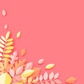 Paper autumn maple, oak and other leaves pastel colored background