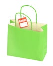 Paper bag and blank price tag Royalty Free Stock Photo